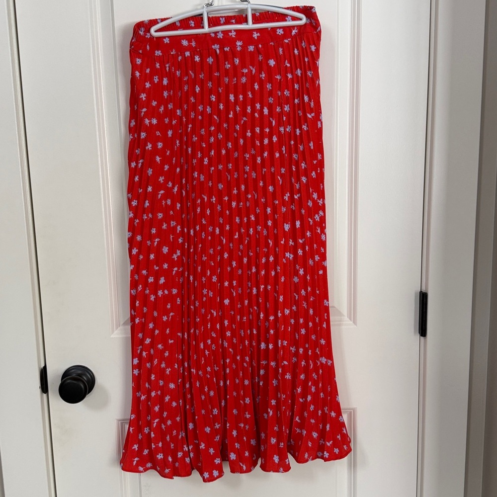 Skies Are Blue Red Floral Maxi Skirt